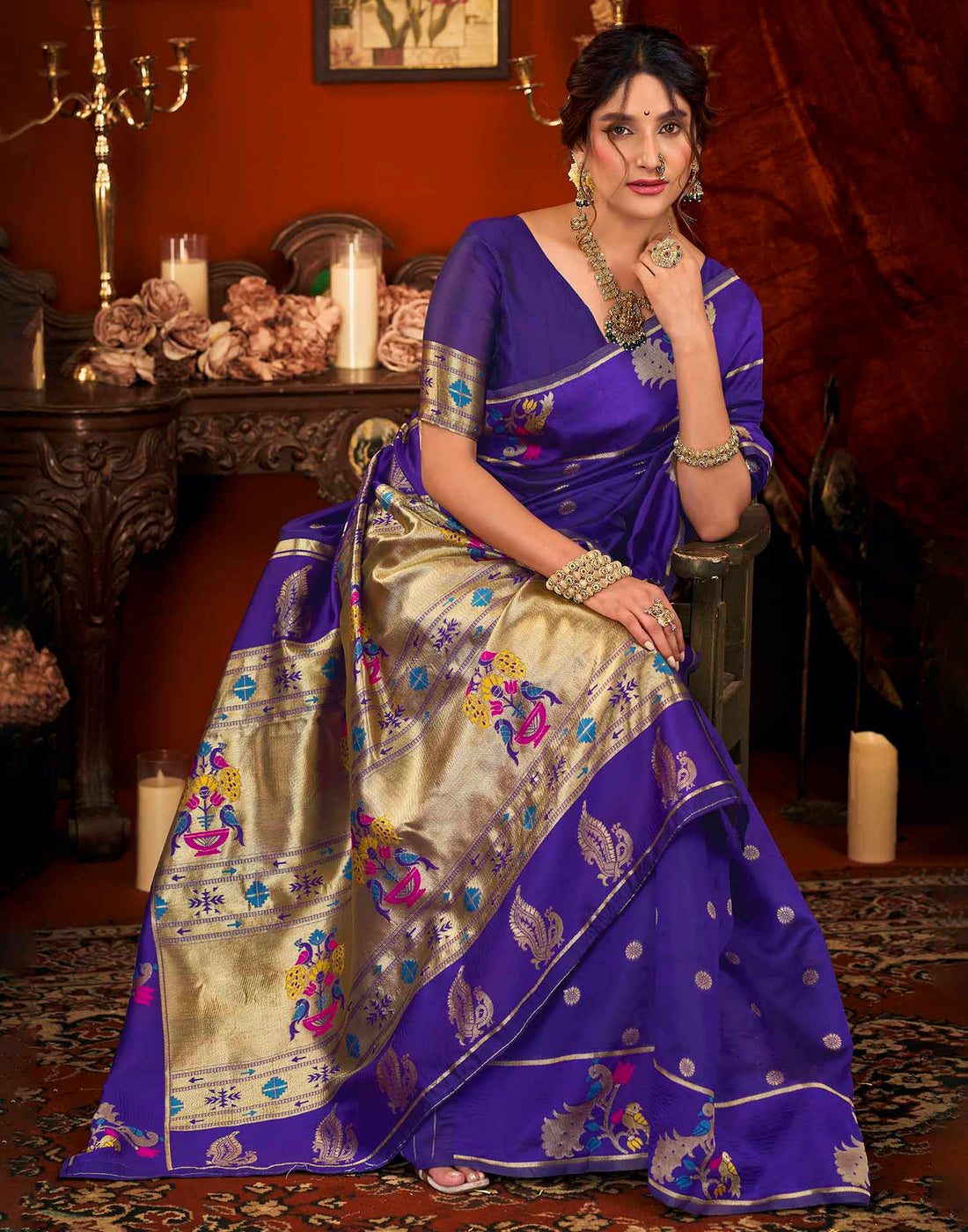 Purple Silk Woven Paithani Saree