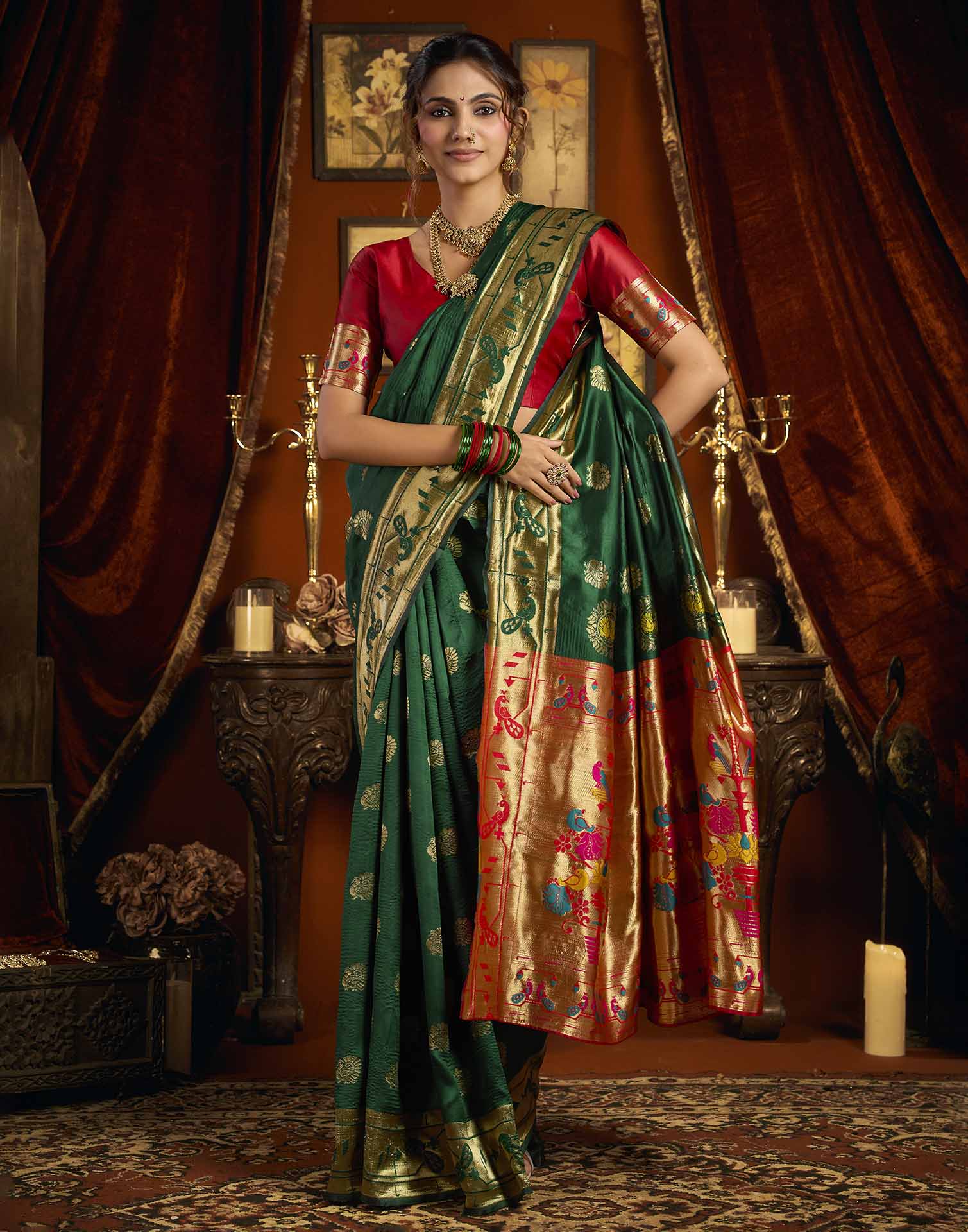Green Silk Woven Paithani Saree