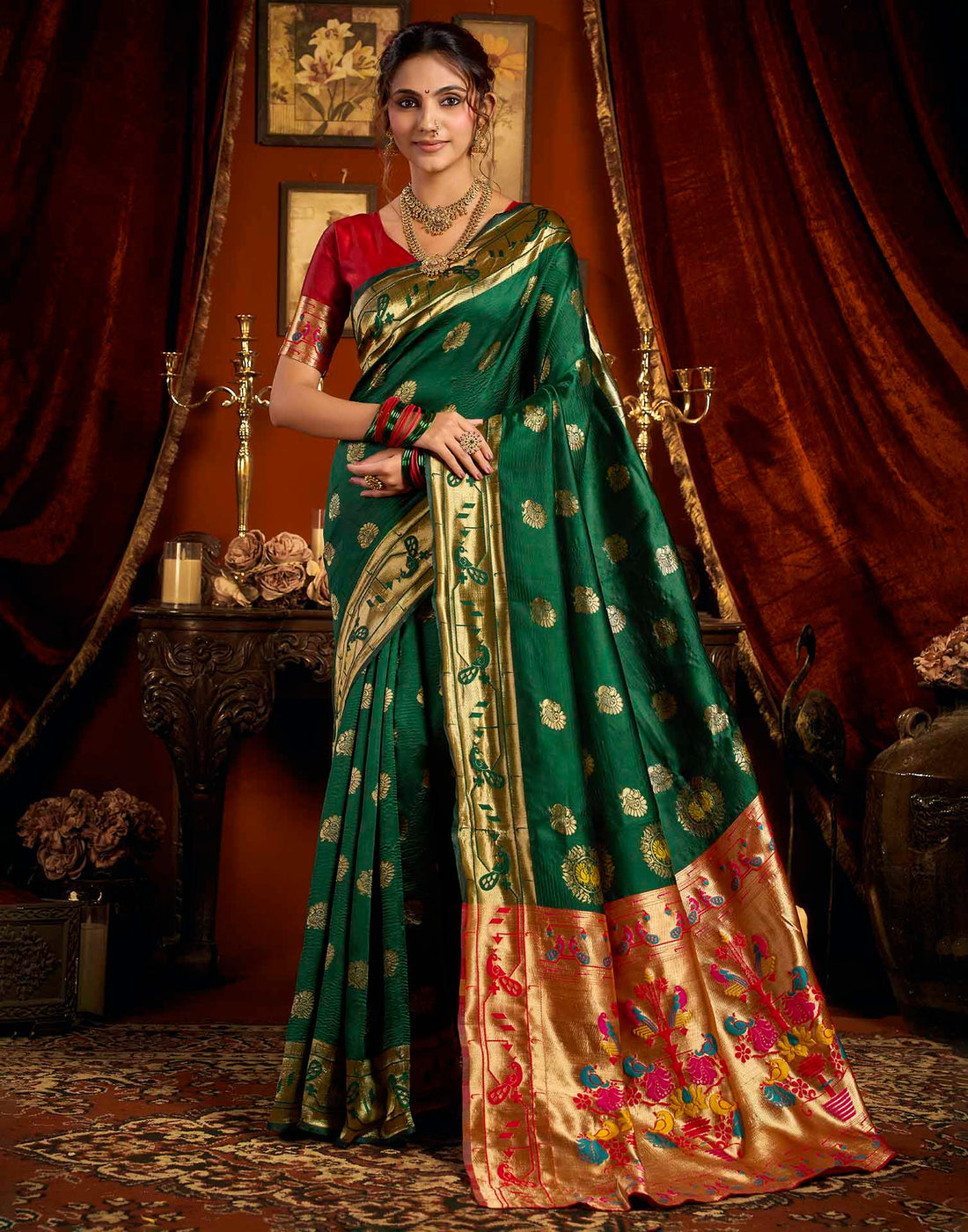 Green Silk Woven Paithani Saree