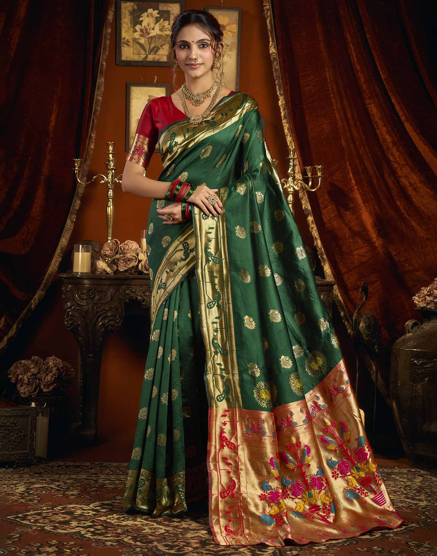 Green Silk Woven Paithani Saree