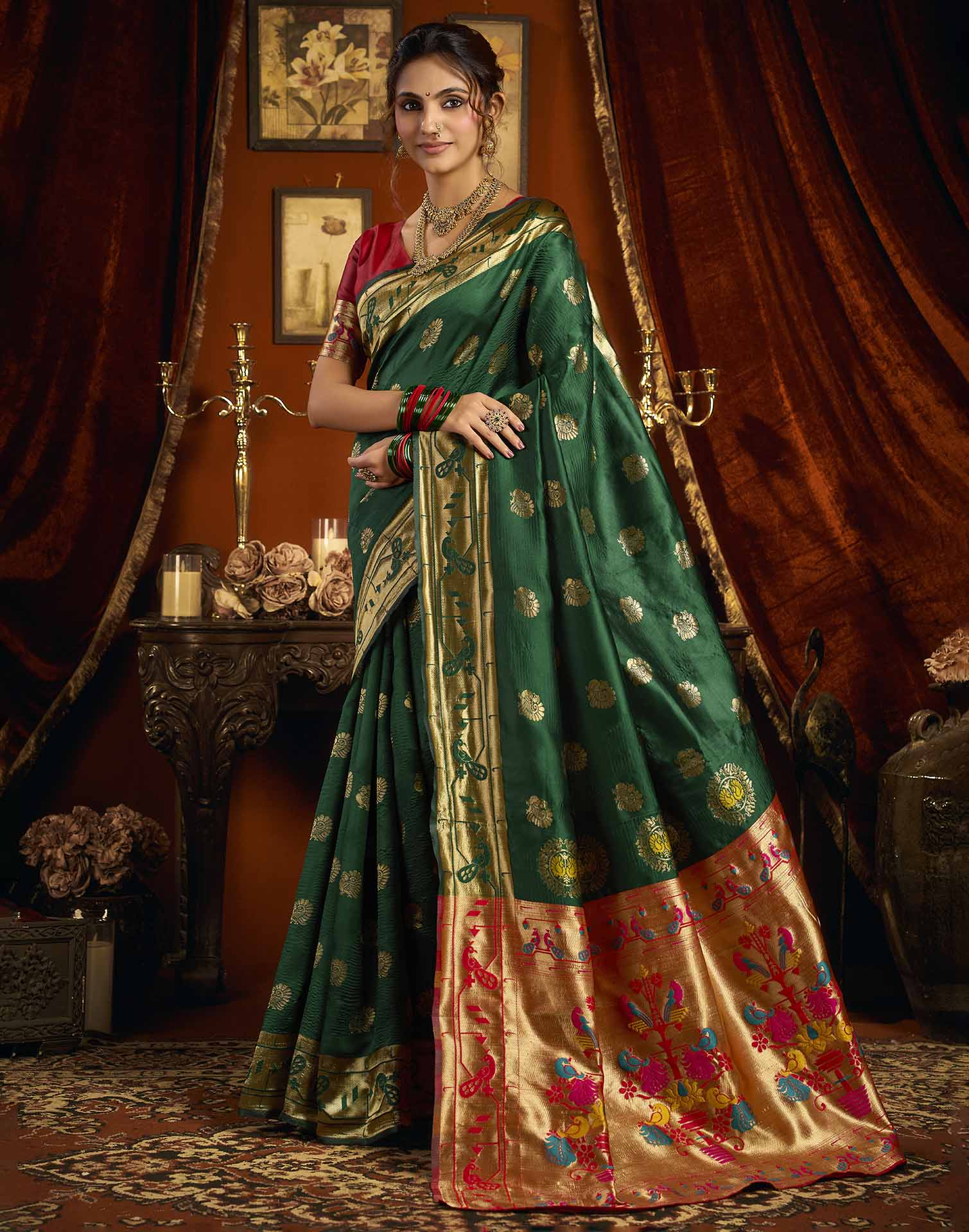 Green Silk Woven Paithani Saree