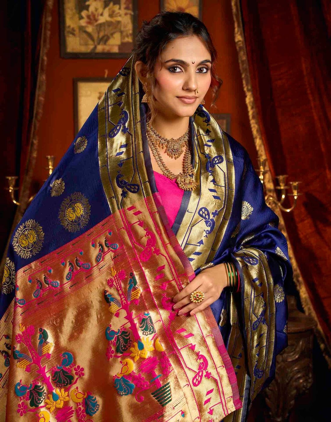 Blue Silk Woven Paithani Saree