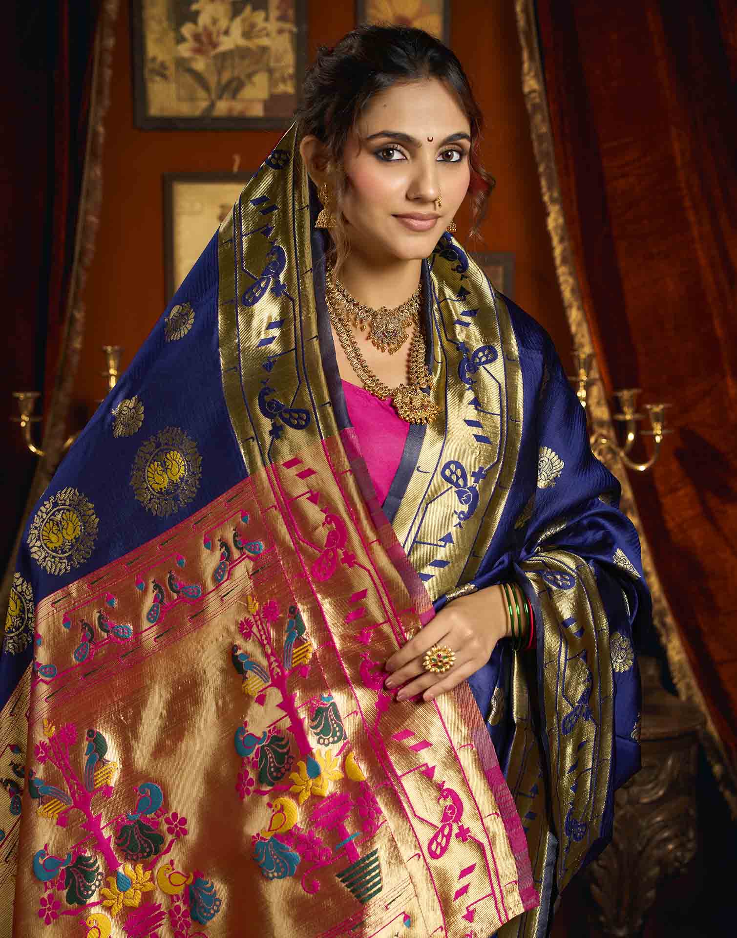 Blue Silk Woven Paithani Saree