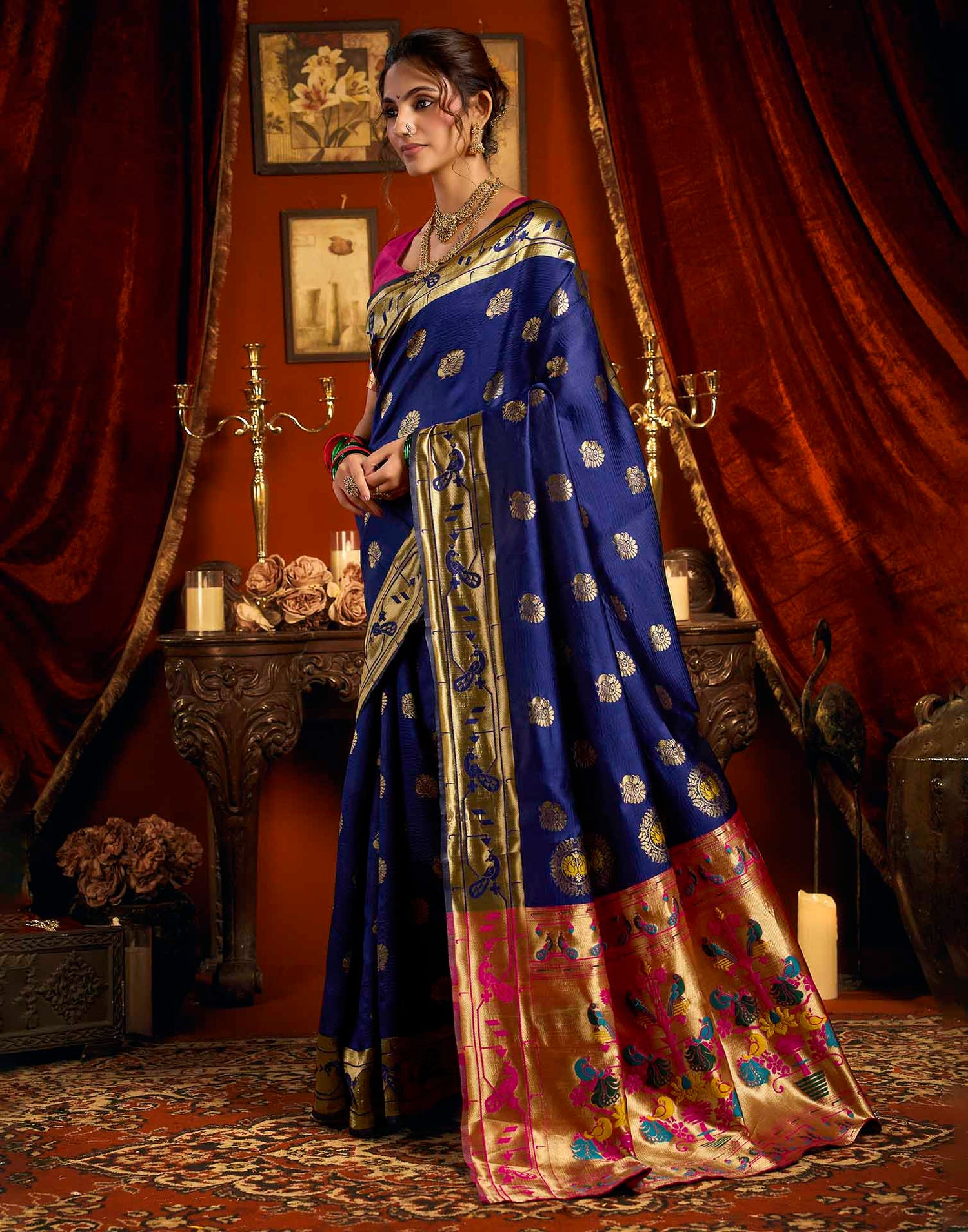 Blue Silk Woven Paithani Saree
