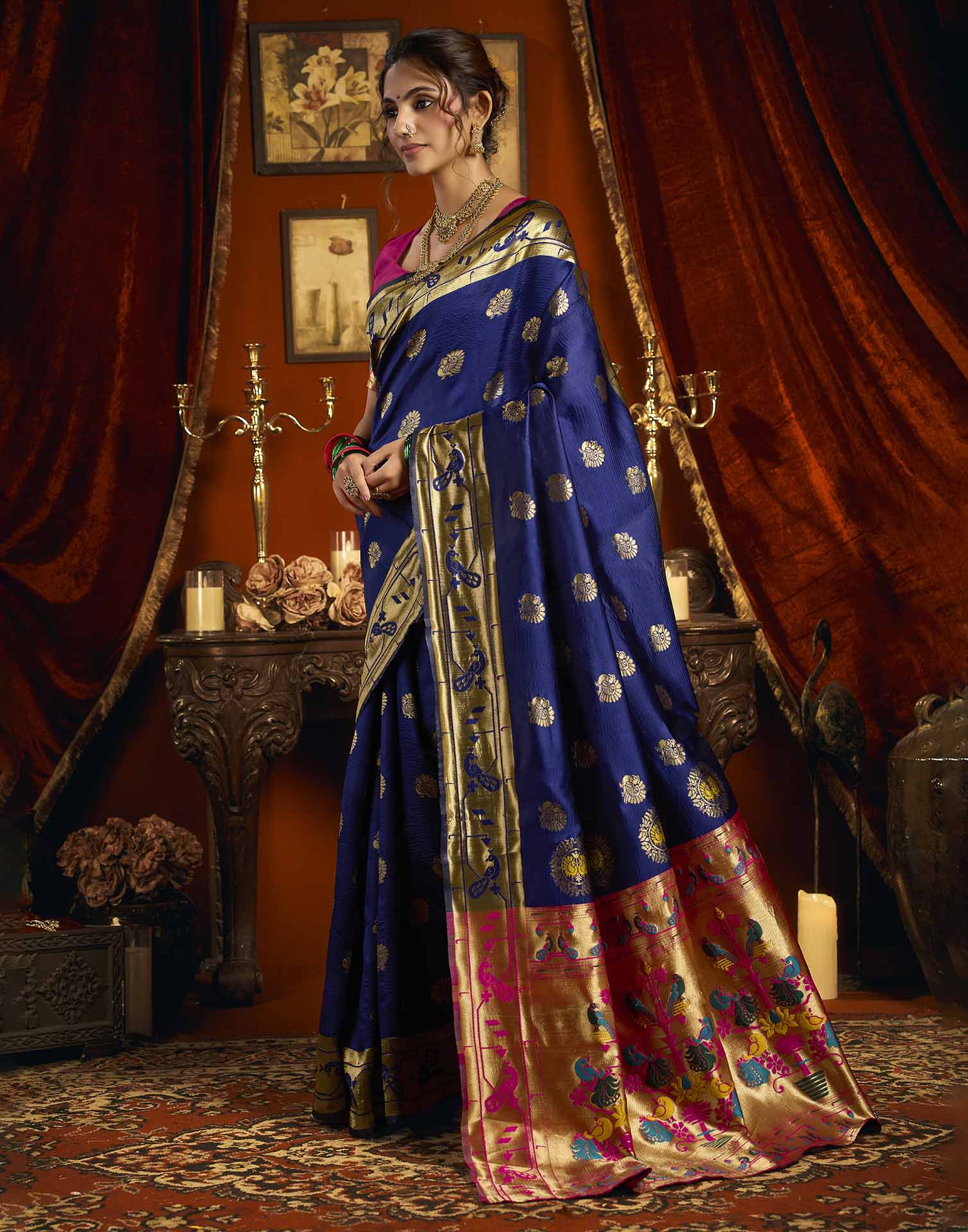 Blue Silk Woven Paithani Saree