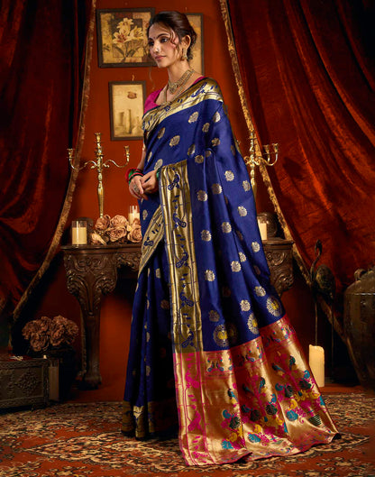 Blue Silk Woven Paithani Saree