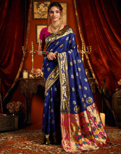 Blue Silk Woven Paithani Saree