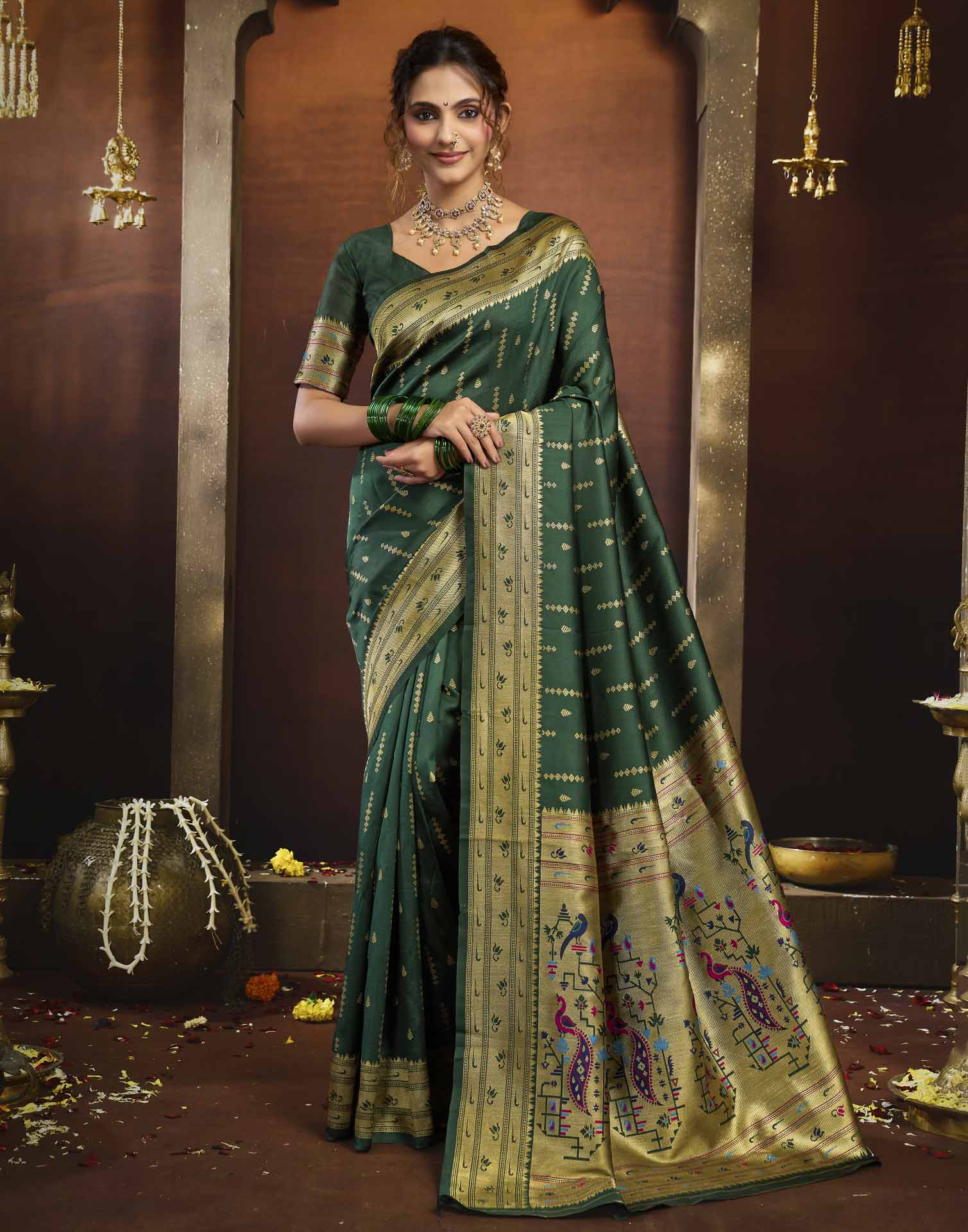 Green Silk Woven Paithani Saree