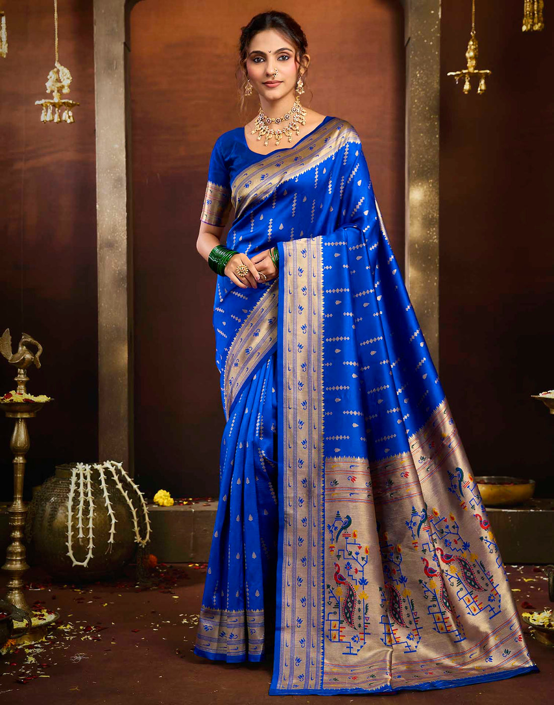 Blue Silk Woven Paithani Saree