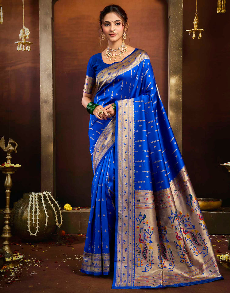 Blue Silk Woven Paithani Saree