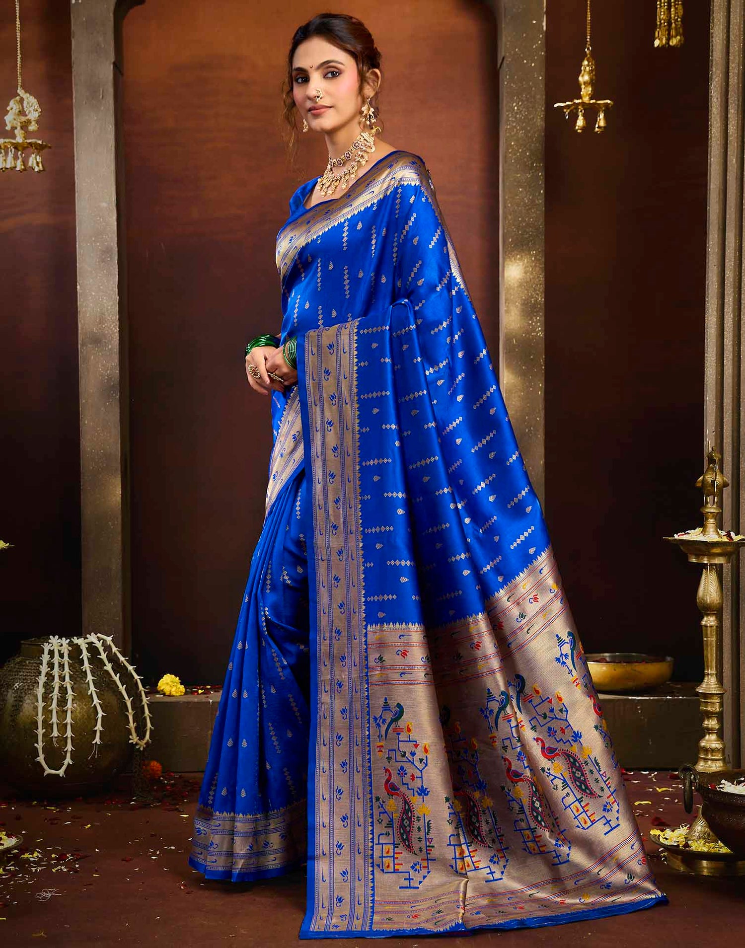 Blue Silk Woven Paithani Saree
