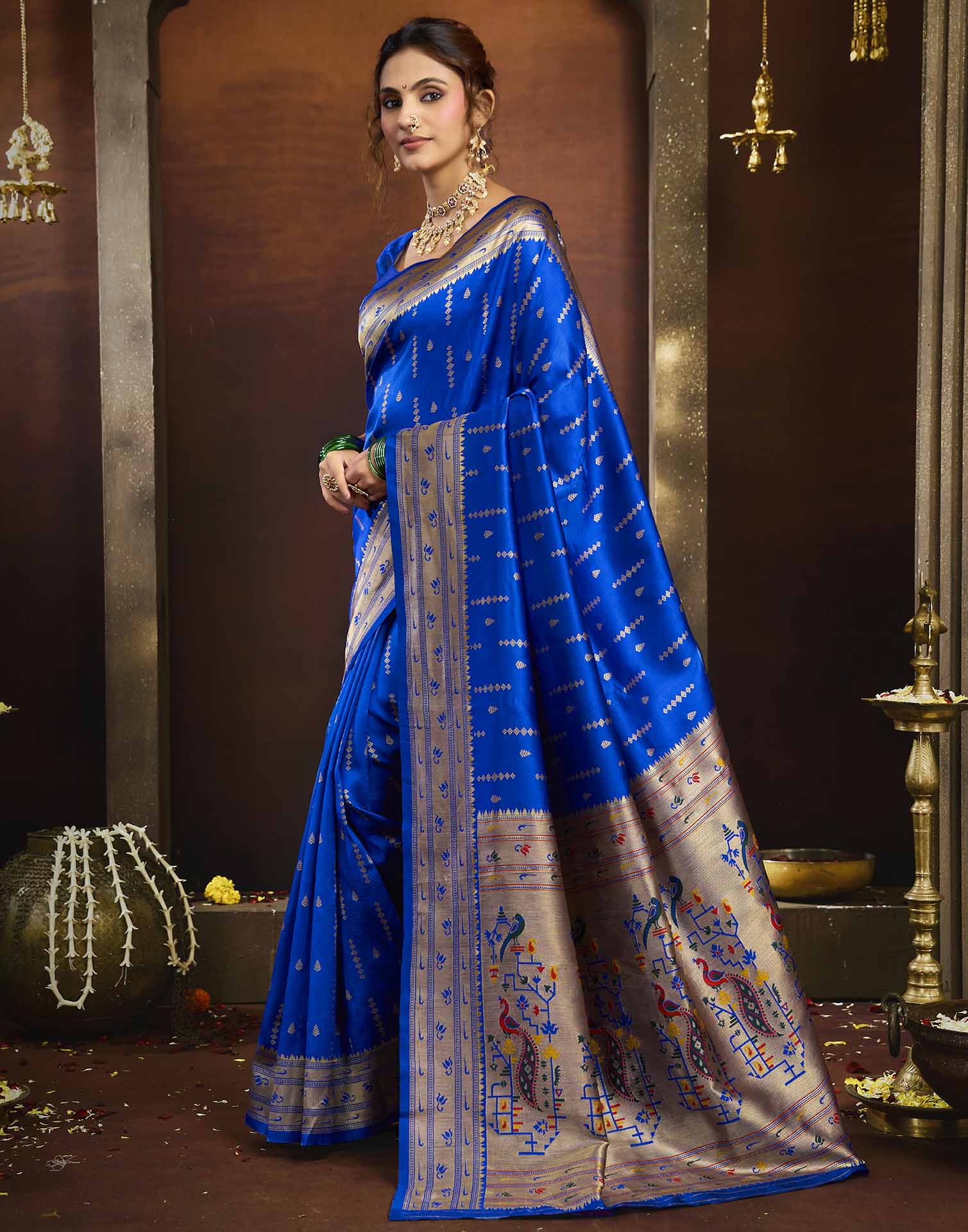 Blue Silk Woven Paithani Saree