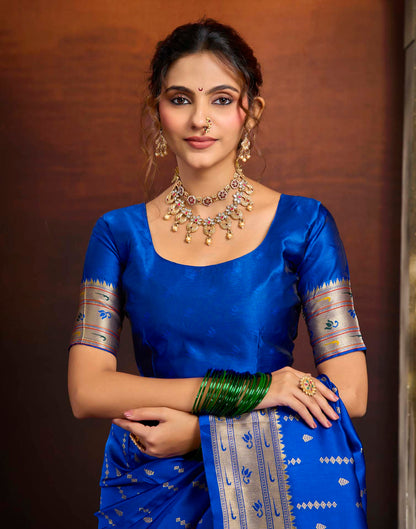 Blue Silk Woven Paithani Saree