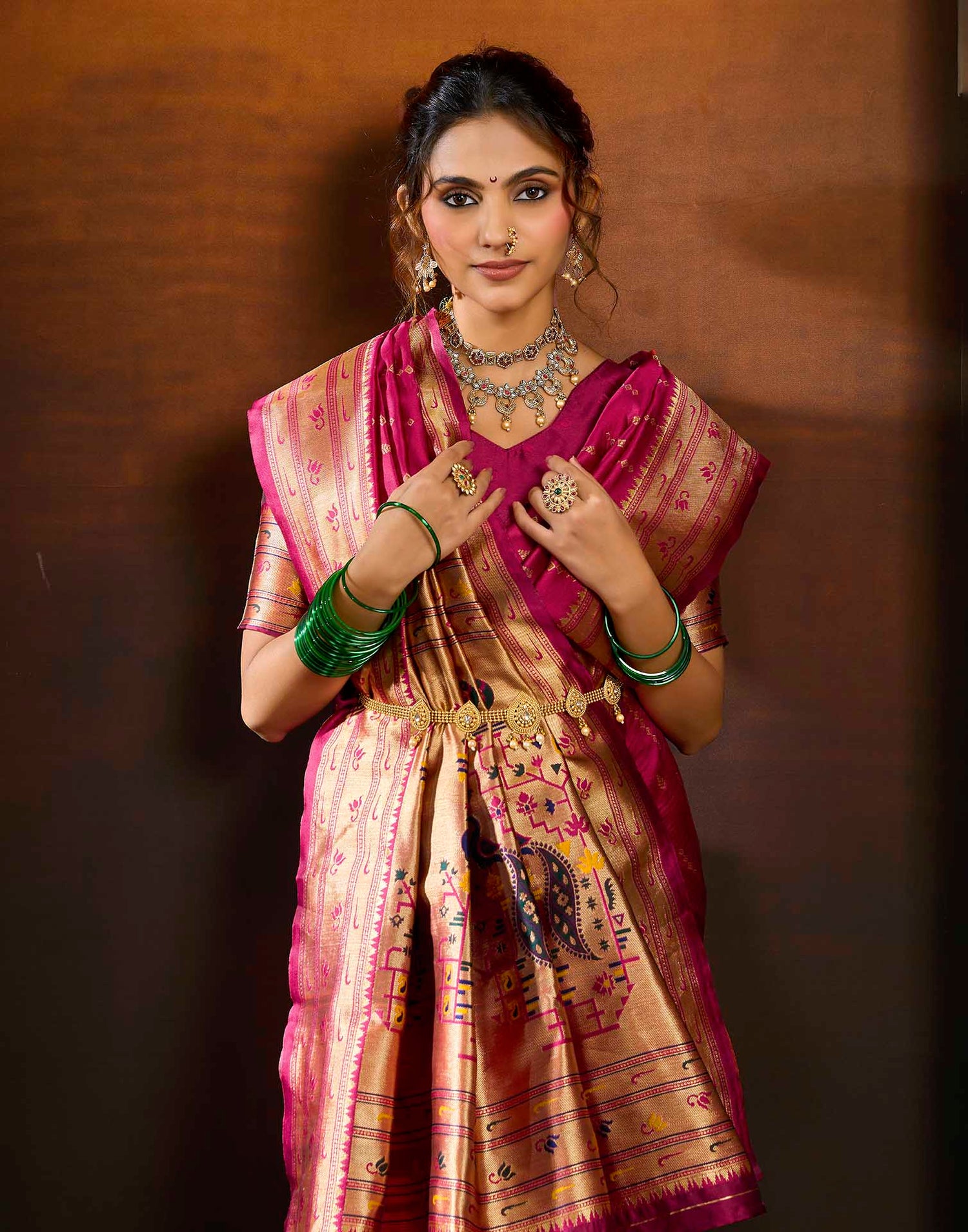 Rani Pink Silk Woven Paithani Saree