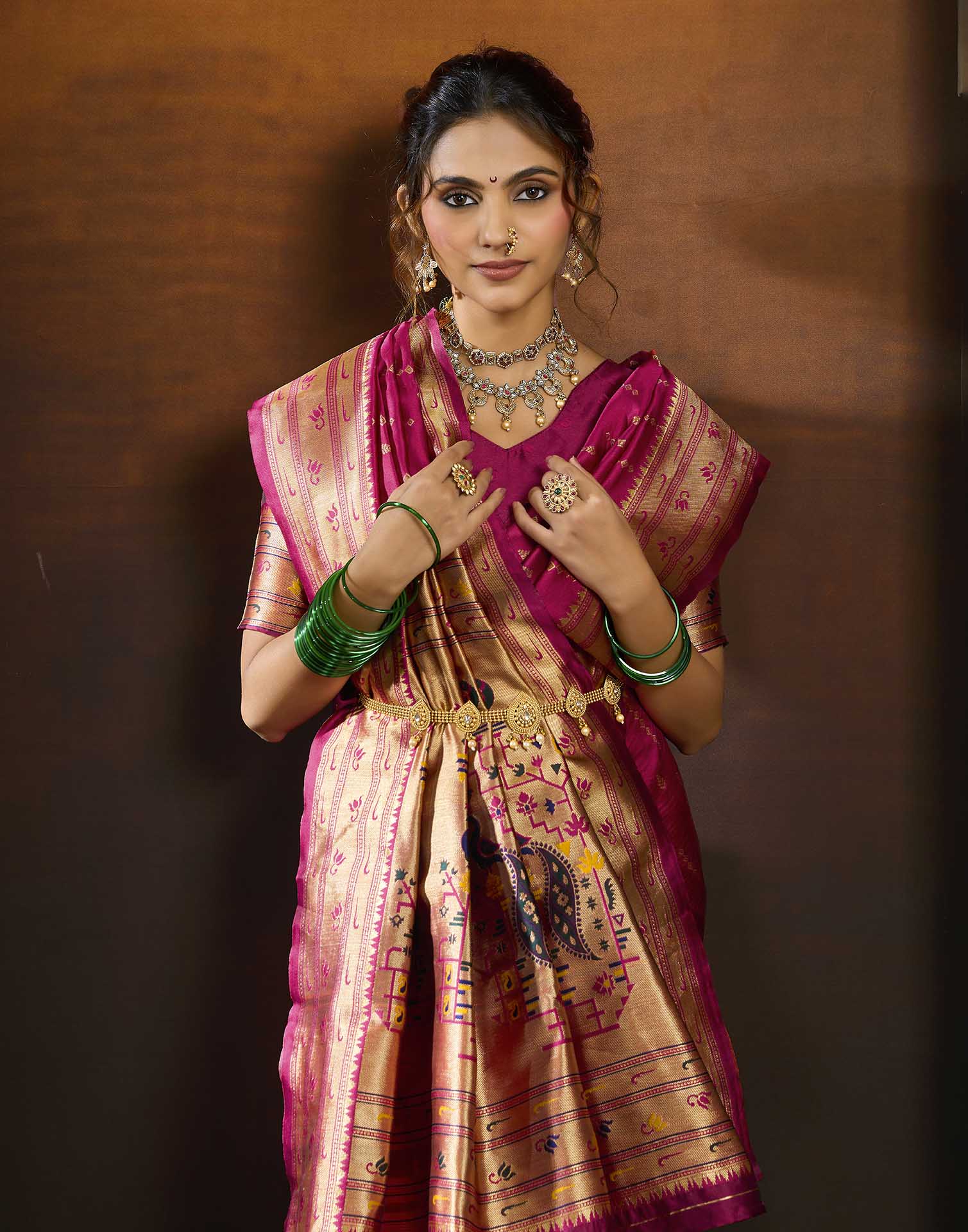 Rani Pink Silk Woven Paithani Saree