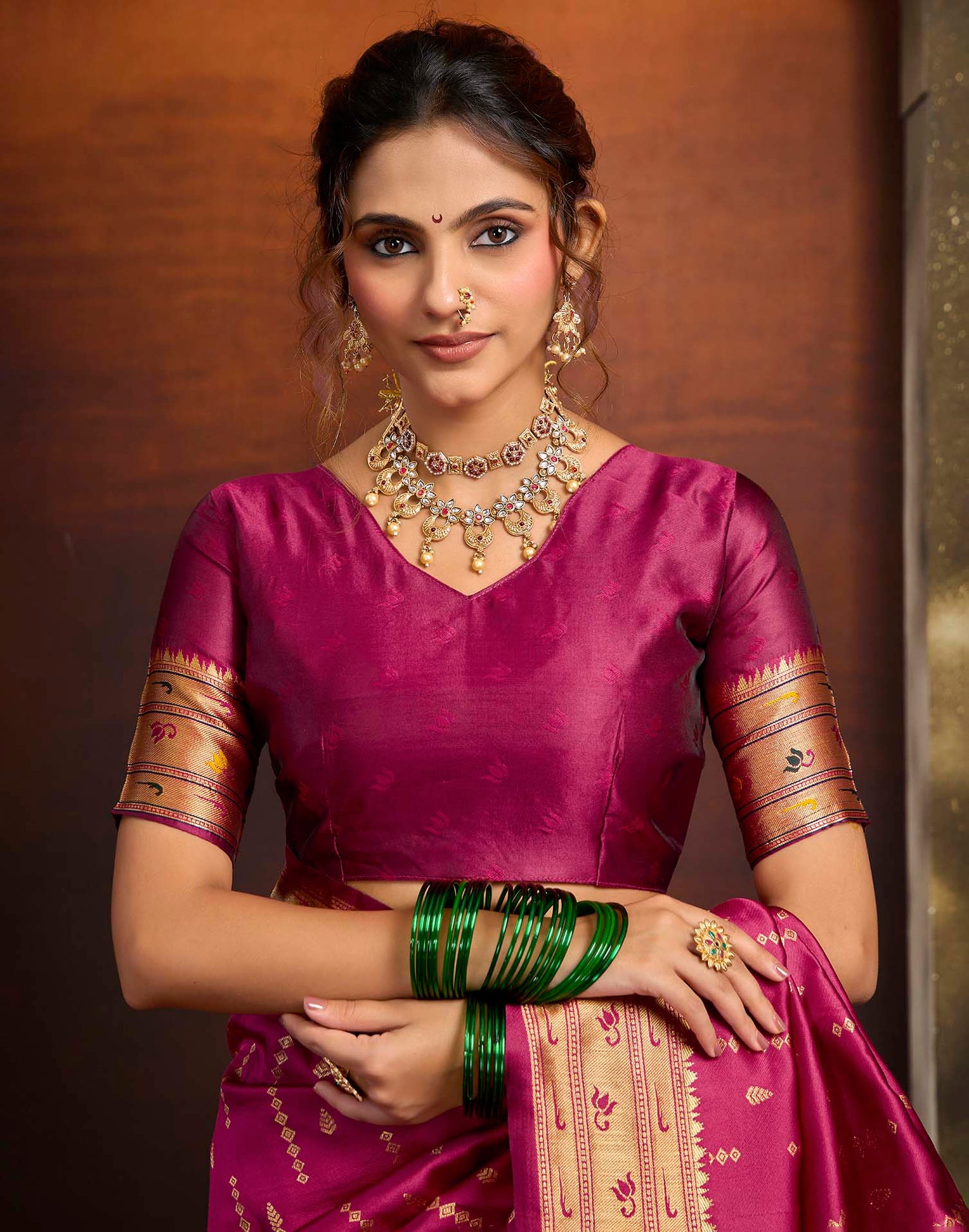 Rani Pink Silk Woven Paithani Saree