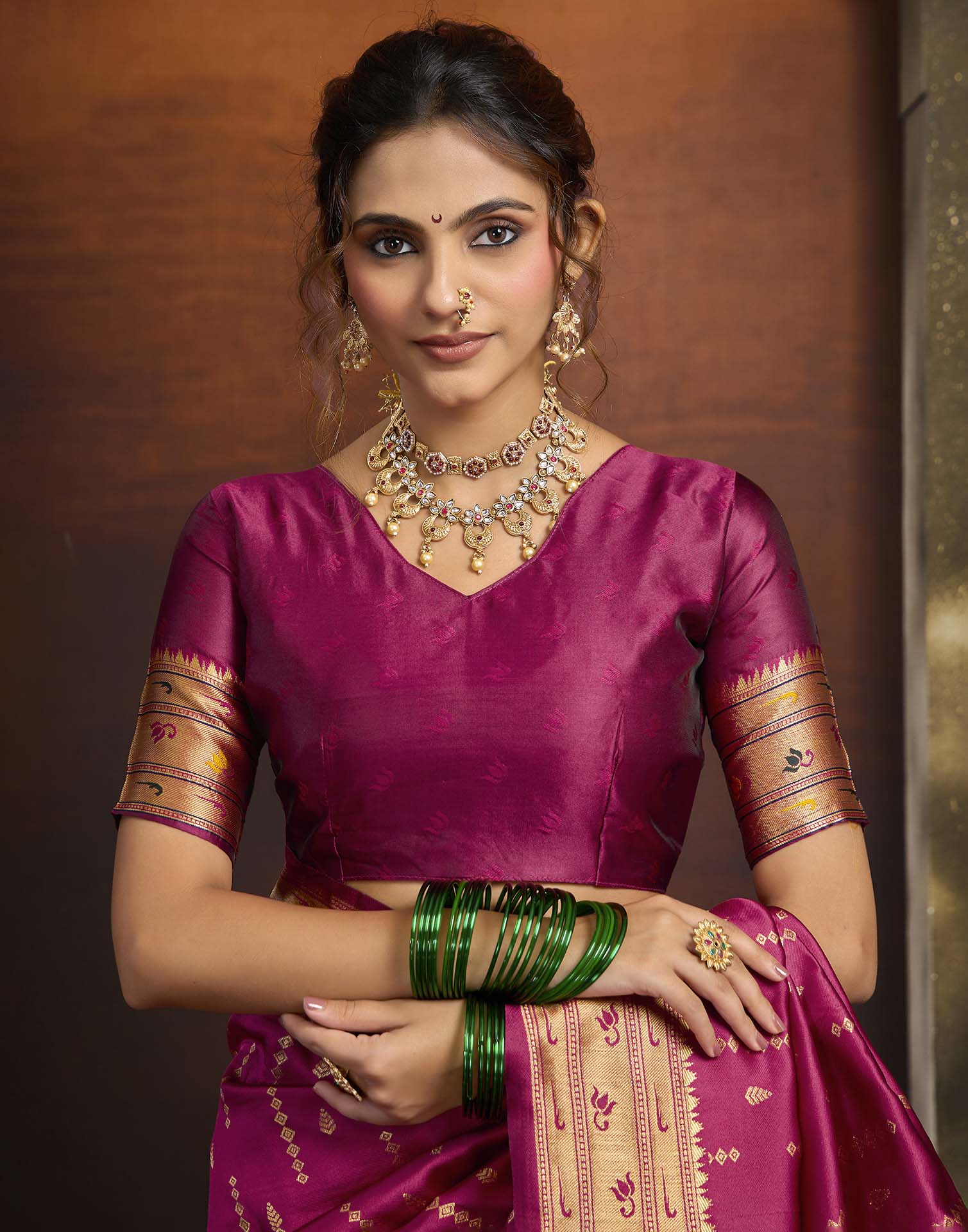 Rani Pink Silk Woven Paithani Saree