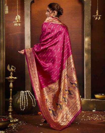 Rani Pink Silk Woven Paithani Saree