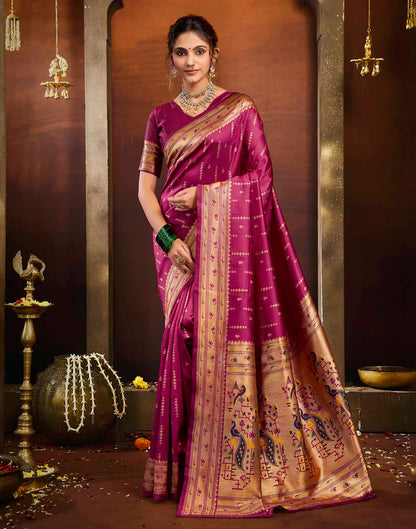 Rani Pink Silk Woven Paithani Saree