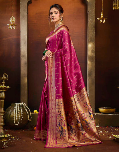 Rani Pink Silk Woven Paithani Saree