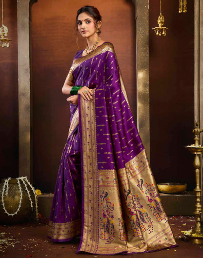 Purple Silk Woven Paithani Saree