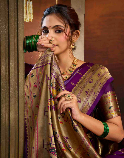 Purple Silk Woven Paithani Saree