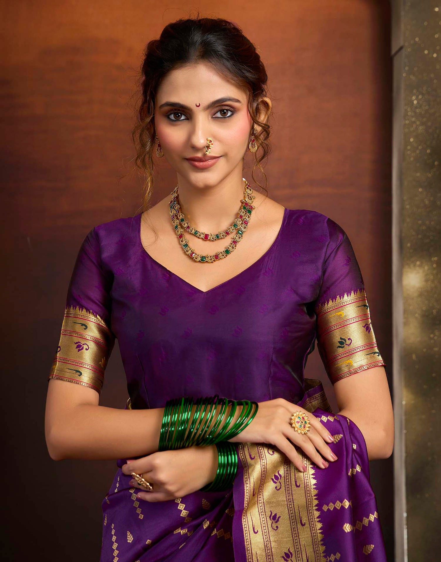 Purple Silk Woven Paithani Saree