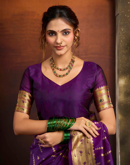 Purple Silk Woven Paithani Saree