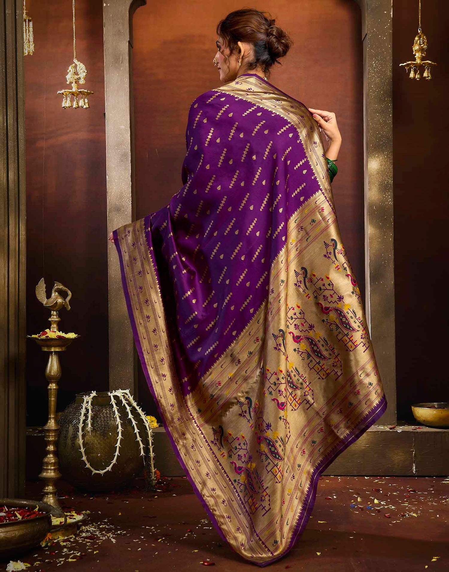 Purple Silk Woven Paithani Saree