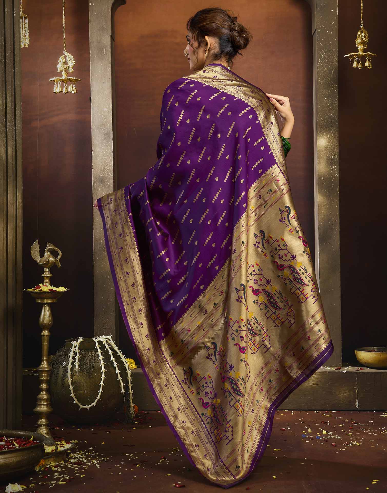 Purple Silk Woven Paithani Saree