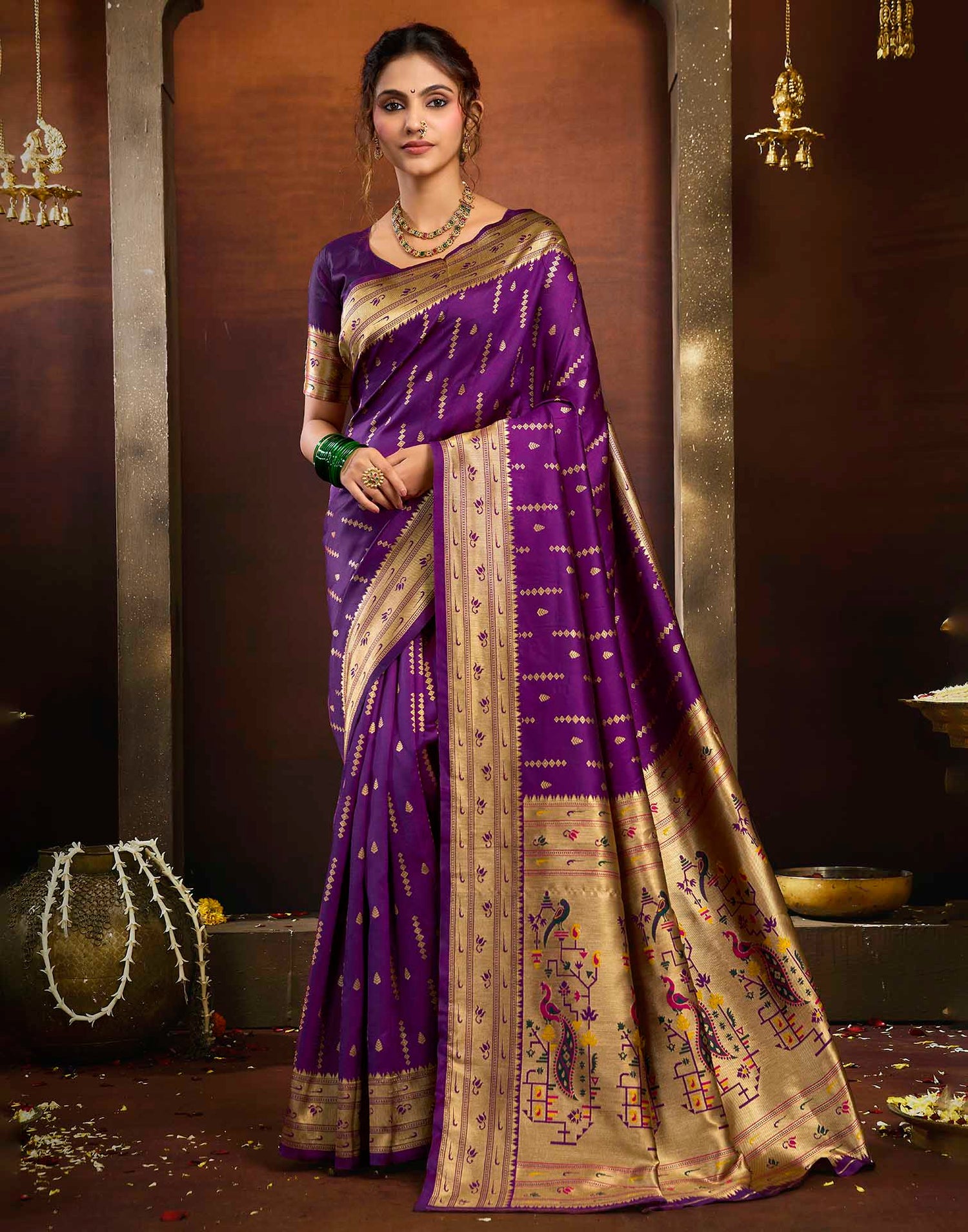 Purple Silk Woven Paithani Saree