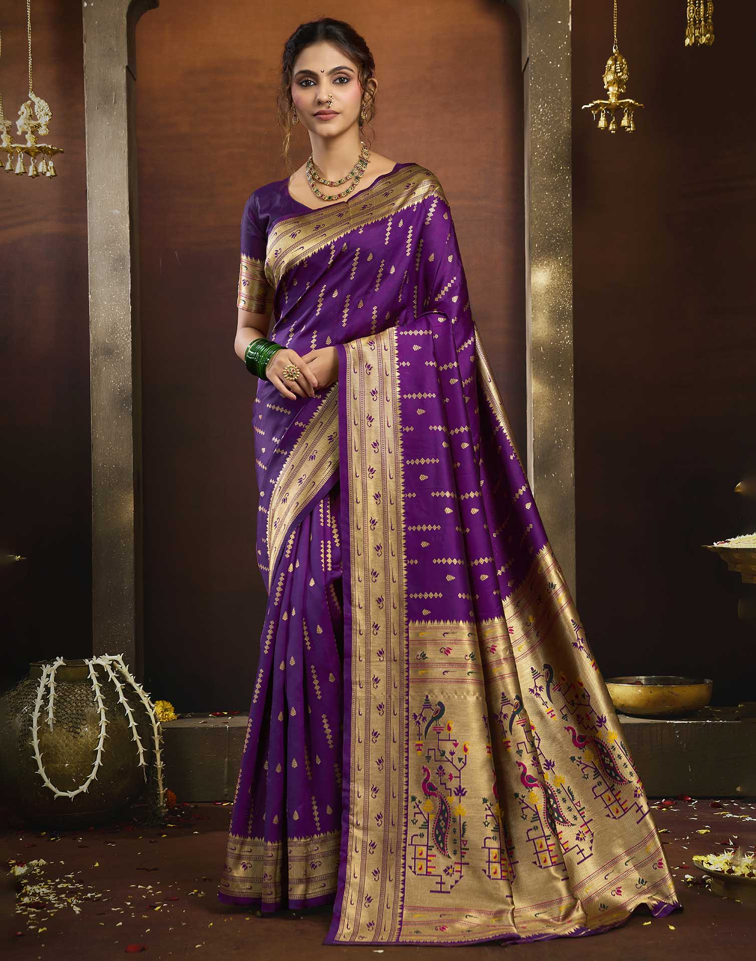 Purple Silk Woven Paithani Saree