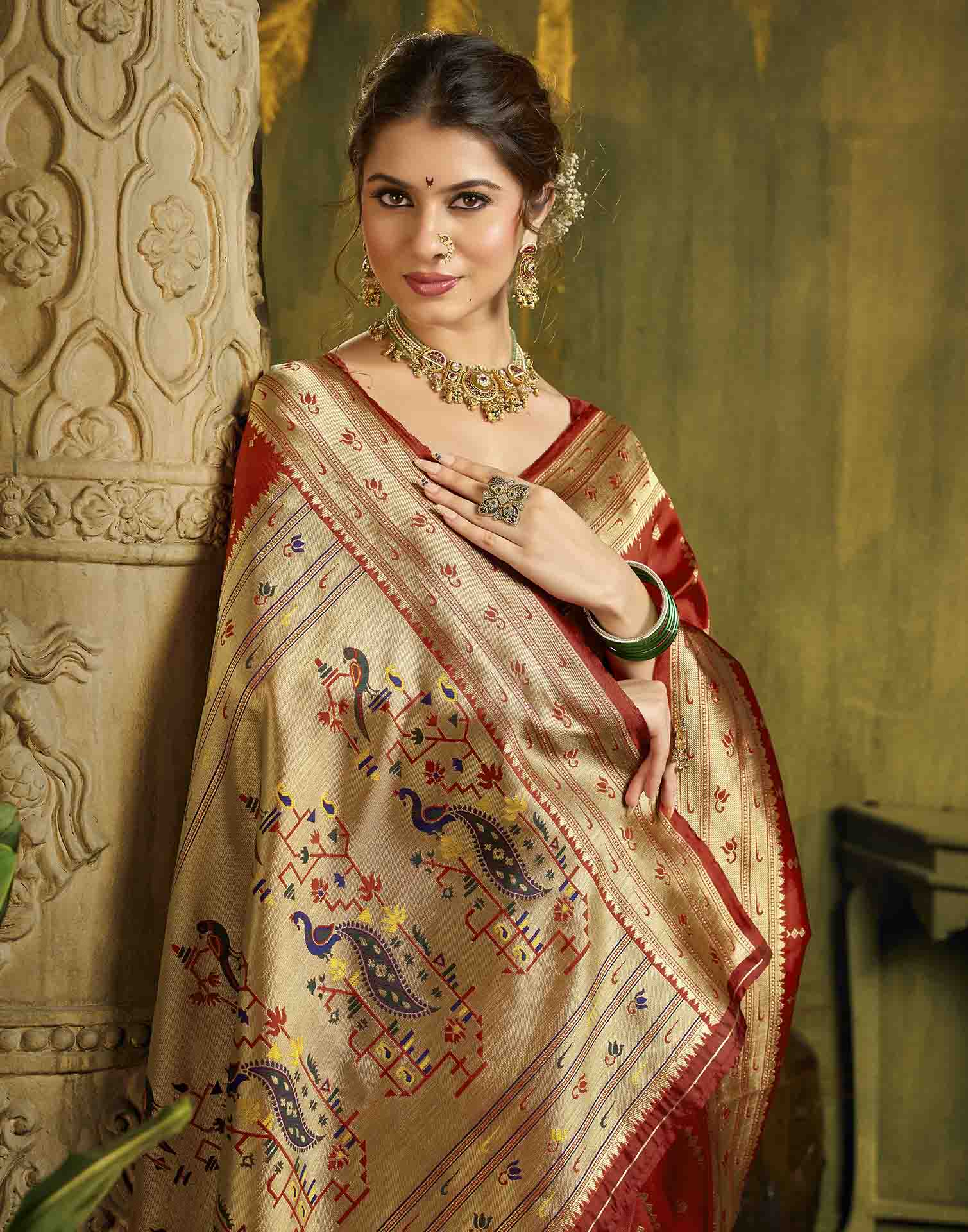Red Silk Woven Paithani Saree