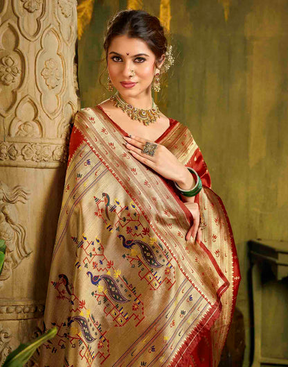 Red Silk Woven Paithani Saree