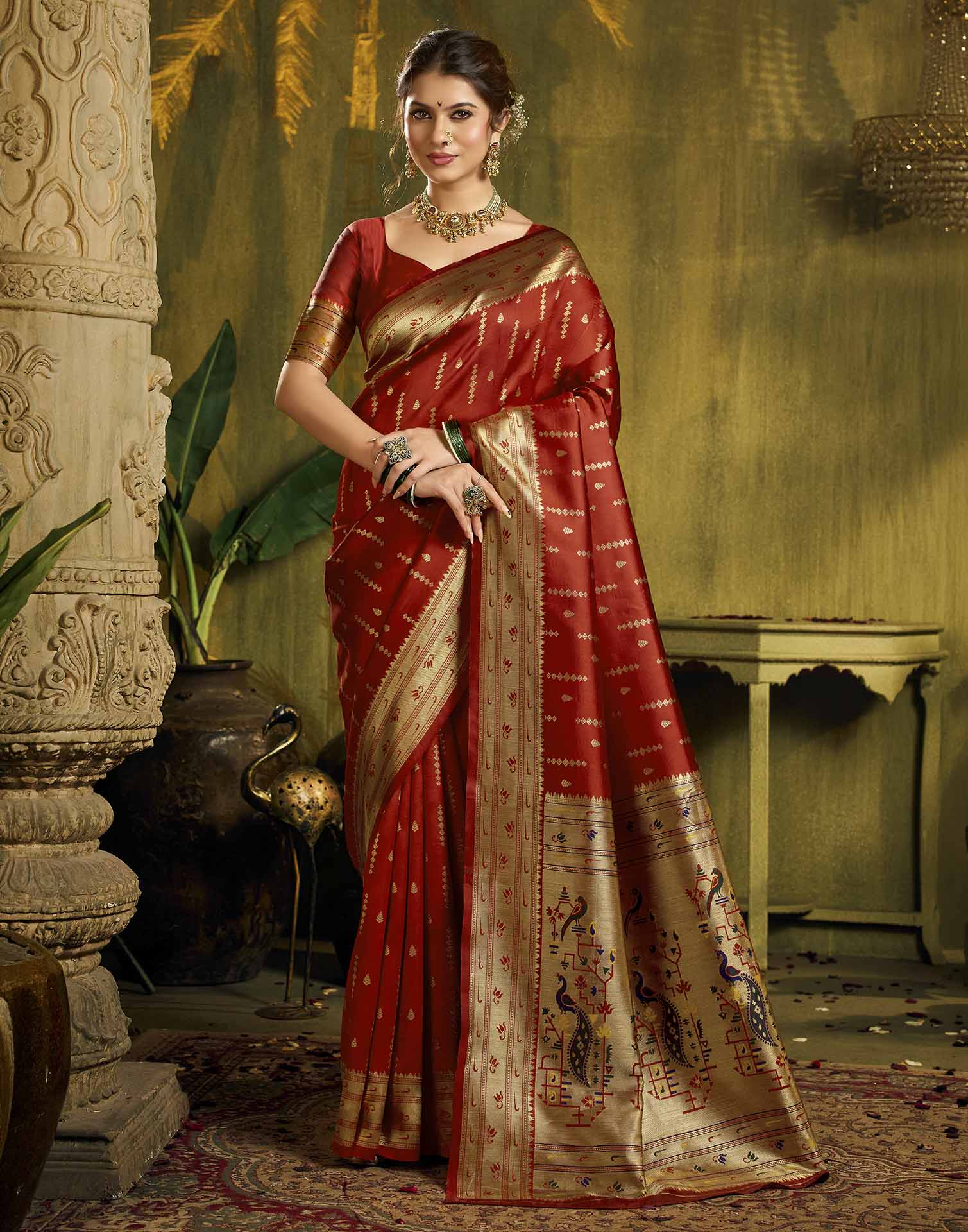 Red Silk Woven Paithani Saree