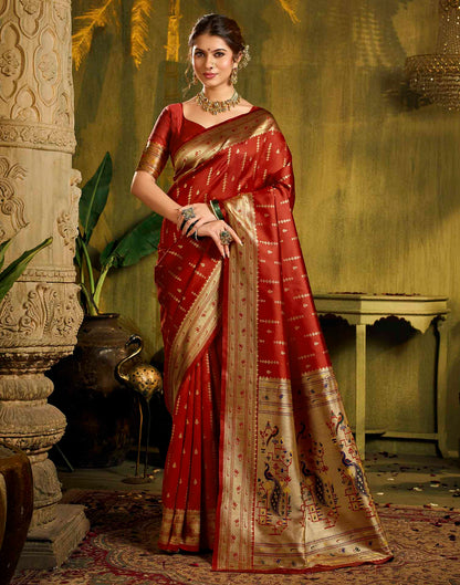 Red Silk Woven Paithani Saree