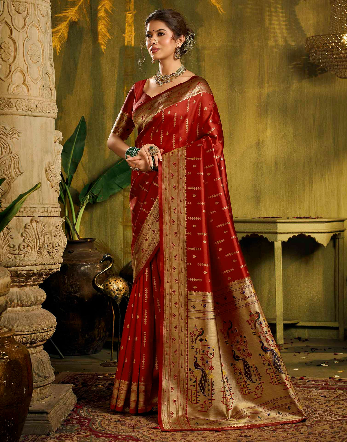 Red Silk Woven Paithani Saree
