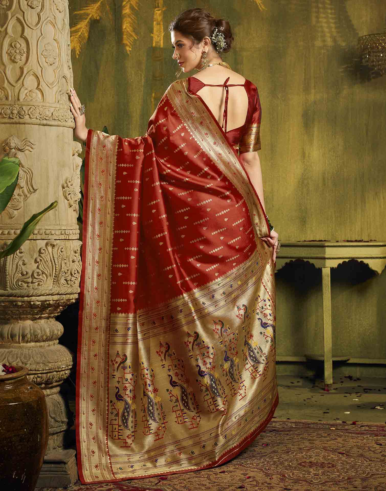 Red Silk Woven Paithani Saree