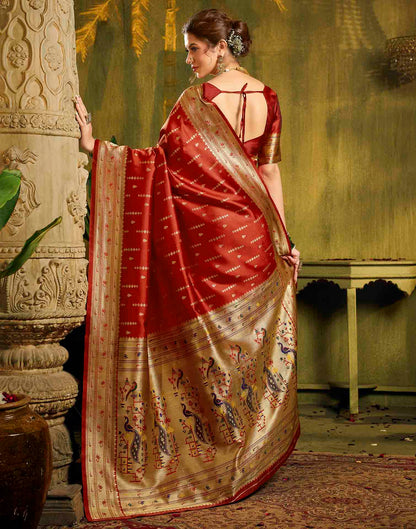 Red Silk Woven Paithani Saree
