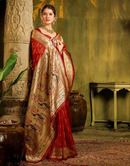 Red Silk Woven Paithani Saree