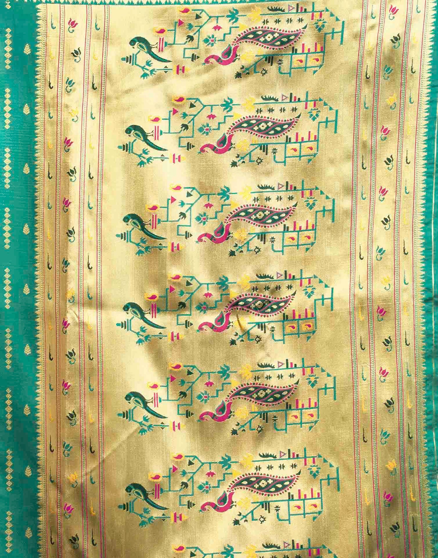 Turquoise Silk Woven Paithani Saree