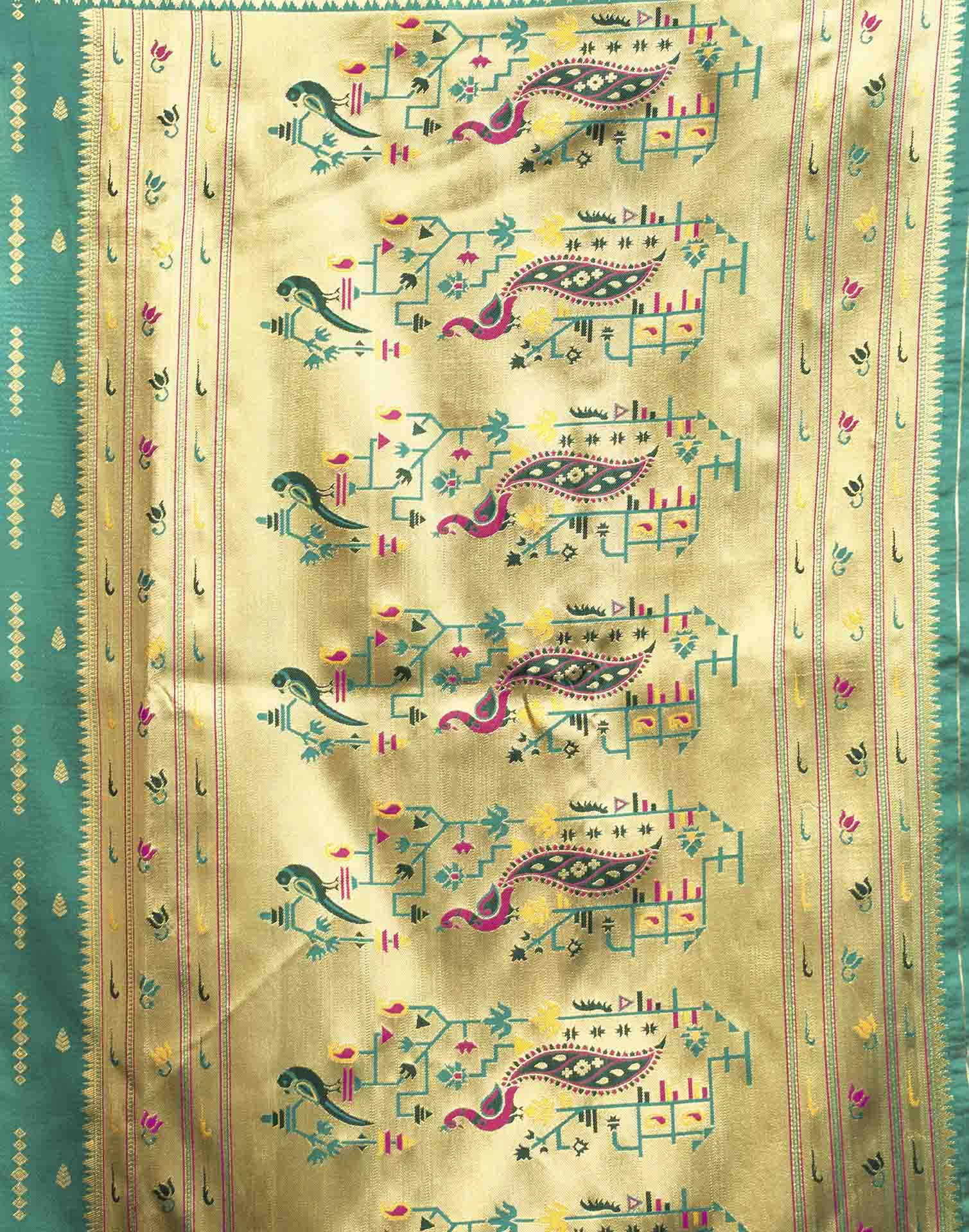 Turquoise Silk Woven Paithani Saree