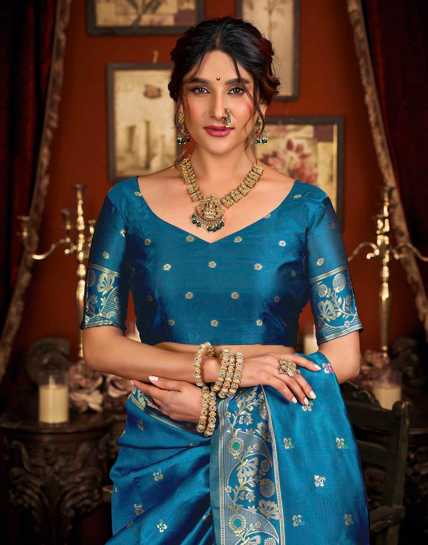 Blue Silk Woven Paithani Saree