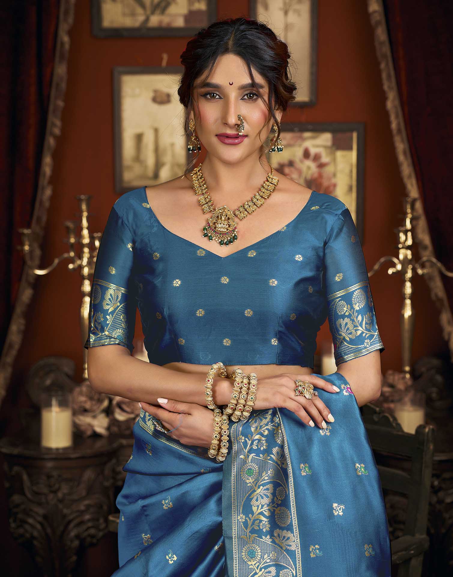 Blue Silk Woven Paithani Saree