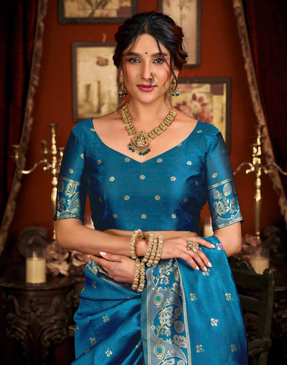Blue Silk Woven Paithani Saree