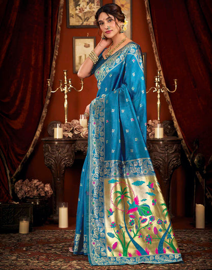Blue Silk Woven Paithani Saree