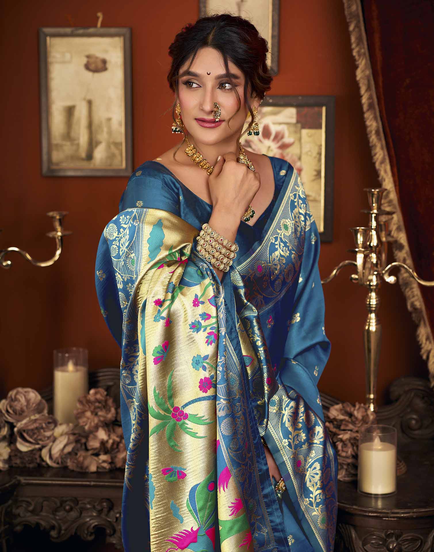 Blue Silk Woven Paithani Saree