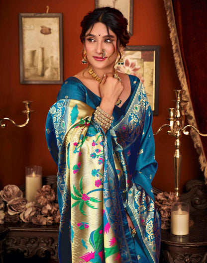 Blue Silk Woven Paithani Saree