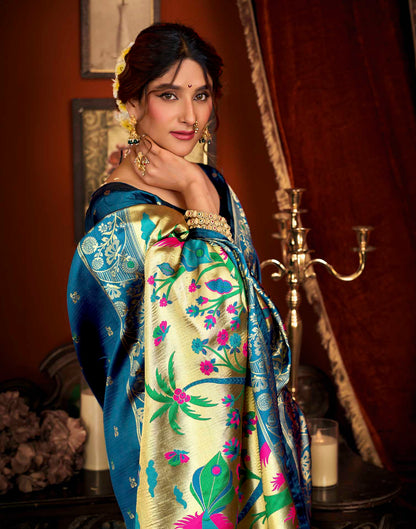 Blue Silk Woven Paithani Saree