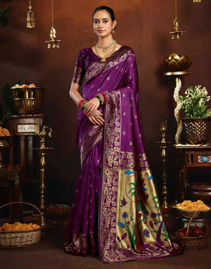 Lemon Green Silk Woven Paithani Saree